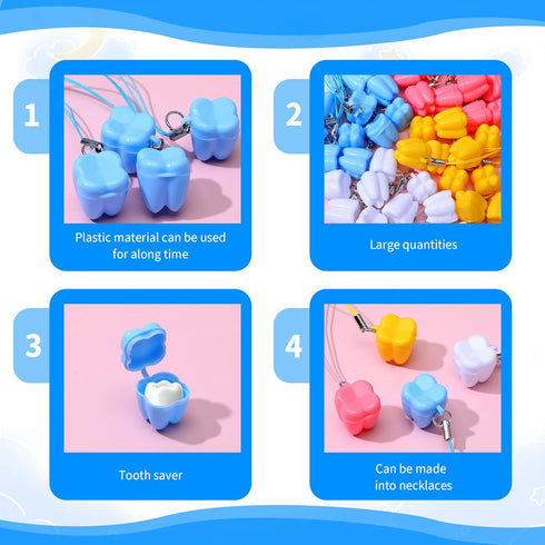 Qianyu 40 Tooth Saver Necklaces Pcs Milk Tooths Storage Box Lost Teeth Necklace Tooths Fairy Bag Organizer Case Tooth
