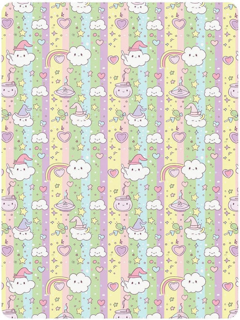miaozhen 1 Pack 52x28 Cotton Baby Crib Sheets Soft Breathable Witch Potion Cartoon Newborns Crib Sheet for Nursery para