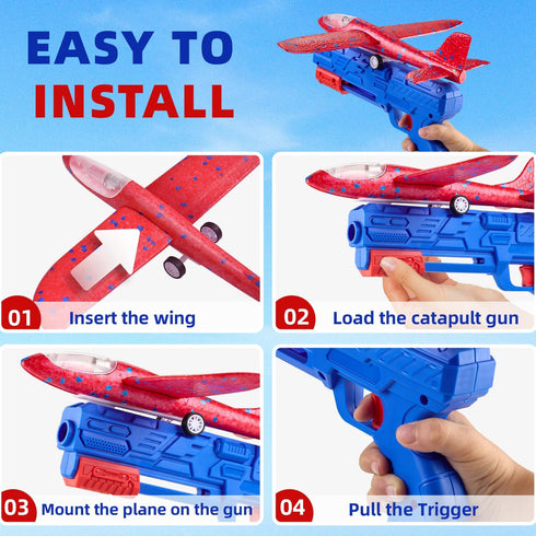 Toy Airplane 3 Pack, Airplane Launcher Toys with 2 Flight Modes for Kids Ages 3-12 Birthday Gift