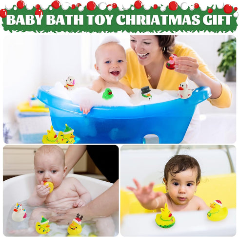 50Pcs Christmas Rubber Ducks for Boys, Girls, Kids and Toddlers,Christmas Ducks for Jeeps Ducking, Xmas Themed Duck