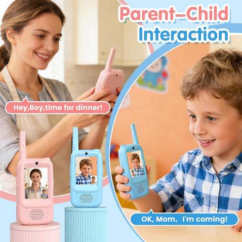 Dolwenqi 2 Pack 3-10 Video Walkie Talkies for Kids, Rechargeable Kids Walkie Talkies with Video Intercom Voice Changer