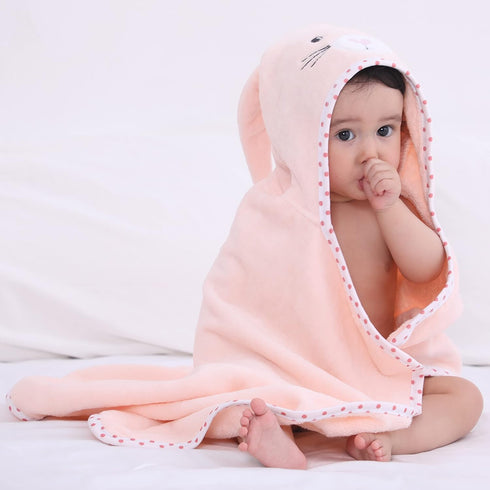 Baby Hooded Towel with Unique Animal Design, Ultra Soft Thick Cotton Bath Towel for Newborn (Bunny)