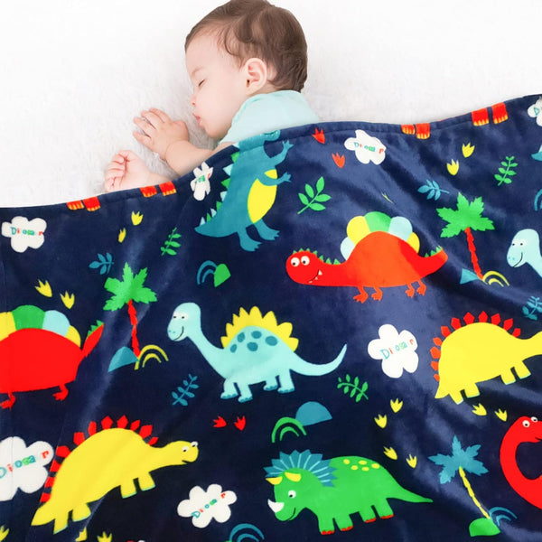 Lukeight Toddler Blanket 30x40 Inches - Cozy Plush Receiving Blanket for Boys and Girls, Dinosaur Design