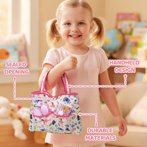 Set 16 Pack Baby Doll Accessories in Gift Box, Baby Doll Feeding Caring Kit with Pacifiers & Diaper Bag & Magic