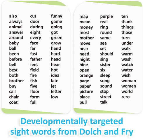 100 Vocabulary Flash Cards for Sight Words, 6 Learning Games per Deck, Preschool & Elementary