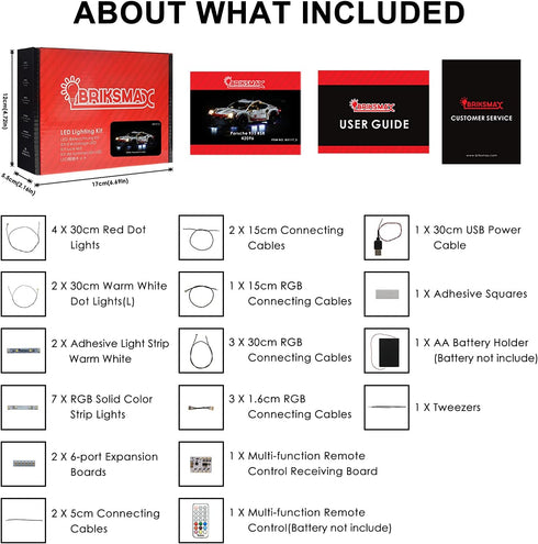 BRIKSMAX Led Lighting Kit for Technic Porsche 911 RSR - Compatible with Lego 42096 Model