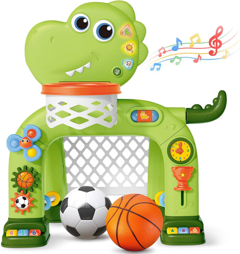 1 1-3 1 AuroTops Toddler Basketball Hoop & Soccer Goal Toy,Dinosaur Toys with Light & Music,Musical Toys for Year Old