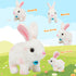 Easfan Walking Bunny Stuffed Animal, Interactive Jumping Spotted Rabbit Educational Plush Toy for Kids, 7''