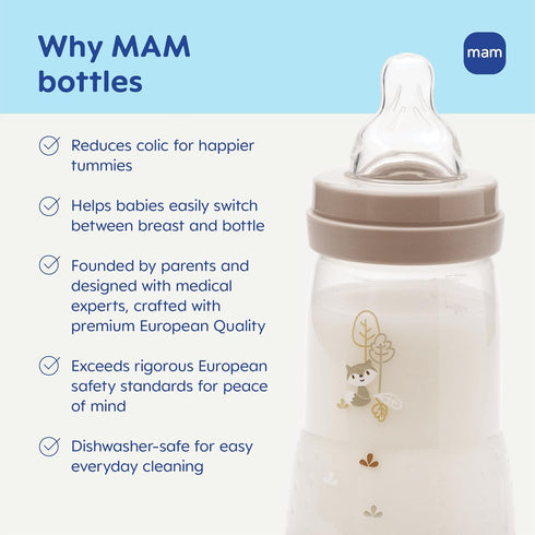 9oz 2 Set 2+ Pack 6 MAM Easy Start Anti-Colic Baby Bottles, Medium Flow with Bonus Nipples (Fast & Extra Fast Flow)