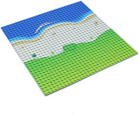 Feleph Classic Blue Baseplate for City Beach Road, 10 x 10 Inches, Compatible with All Major Brands (Straight 4PCS)