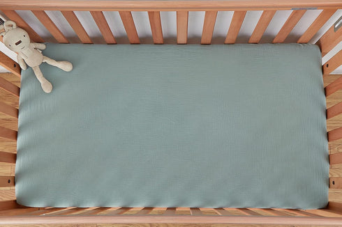 Muslin Crib Sheets for Baby Boys Girls, Neutral Fitted Mattress Sheet for Standard Crib Toddler 28” x 52” (Sage Green)