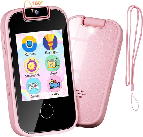 PTHTECHUS Kids Phone Toys - Toddler Touchscreen MP3 Music Player with Dual Camera, Educational Learning Gifts for Ages