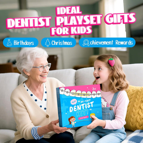 Set 3-5 4+ 5-7 ULOVEME Kids Dentist Play Pink with Braces /Removable Teeth /Retainer - Doctor Kit for Toddlers