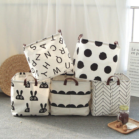Square Canvas Storage Bins, Collapsible Toy Organizer with Handles for Nursery & Laundry