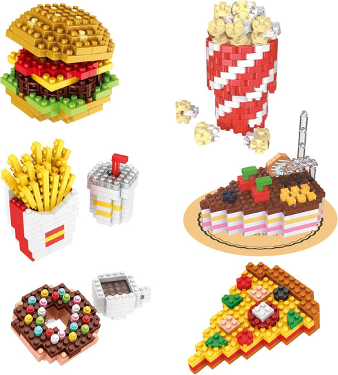 Mini Building Blocks Sets Fast Food - 6 Packs Micro Mini Blocks