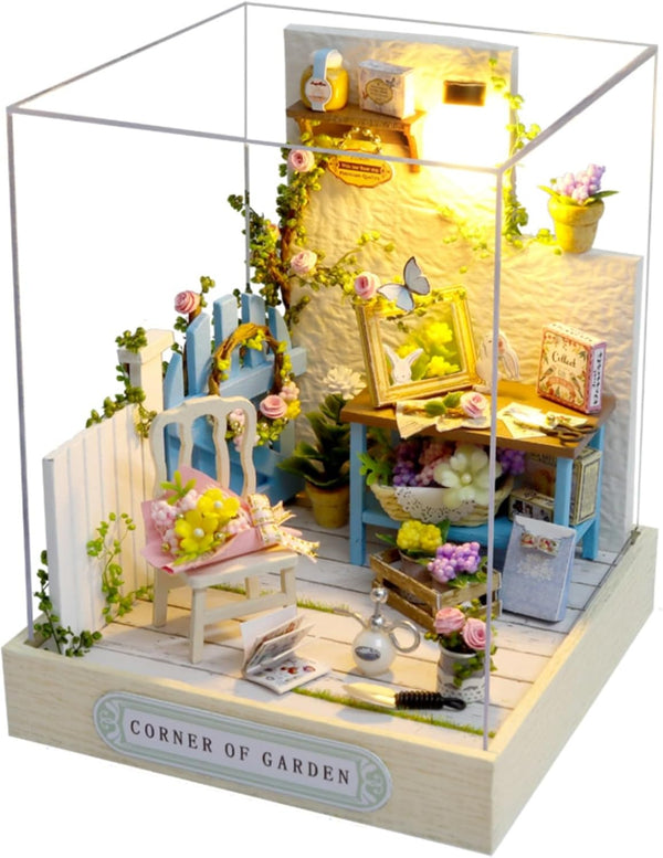 OZJAY DIY Miniature House Kit with Dust Proof Cover, 1:24 Scale Creative Room