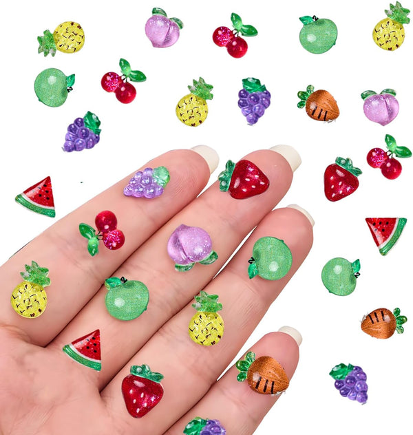 HETRUUOP 100PCS Mini Fruit Decor for Dollhouse Resin Tiny Fruits for Crafts Micro