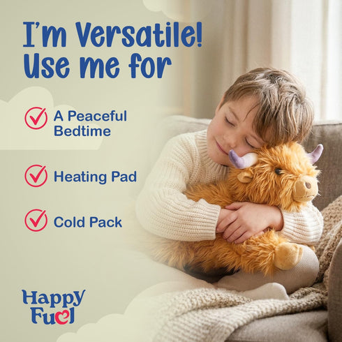 1.5 lb Cozy Highland Cow Microwavable Stuffed Animal Unscented Heating Pad Plush, Soft Cute Cow Toy for Relaxation