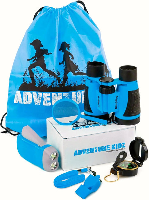 Adventure Kidz Outdoor Exploration Kit - Children’s Toy Binoculars, Torch, Compass, Whistle, Magnifying Glass, Backpack