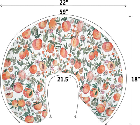 Summer Vintage Peaches Baby Nursing Pillow Covers for Boy Girl Retro Peach Flowers Leaves Nursery Slipcovers
