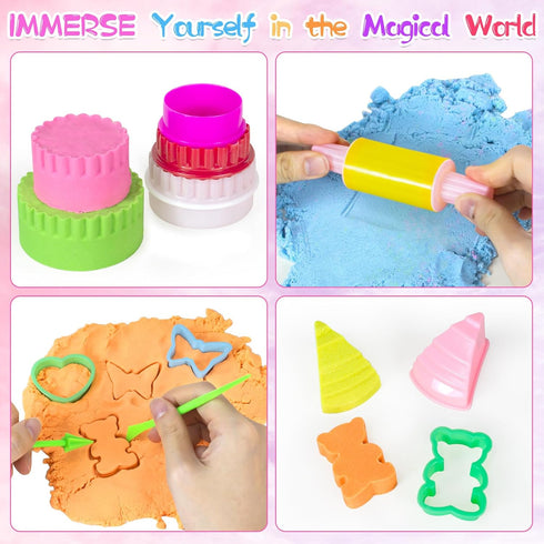 2.2lb Sands,56 3 4 5 6 7 8 Ice Cream Sensory Bin for Girls Kids,Play Sand Art Kit with Color Magic pcs Cake Molds Tools