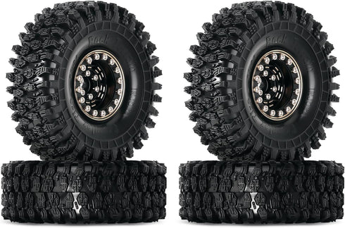 INJORA 1.0 Brass Beadlock Tires Set 4PCS for 1/18 TRX4M 1/24 RC Crawler Car Axial SCX24 Upgrade