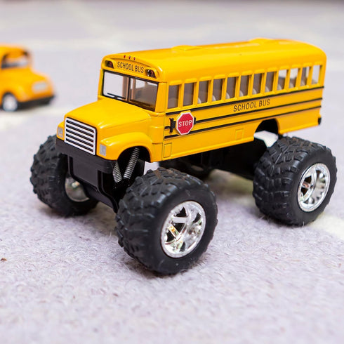 KinsFun 5" Pullback Monster School Bus Die Cast Metal Model, Action Toy Monster Truck
