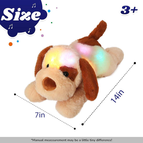 Girls,14" Cuteoy Glowing LED Dog Light-up Nightlight Toys Musical Plush Stuffed Animal Soft Singing Lullabies Birthday