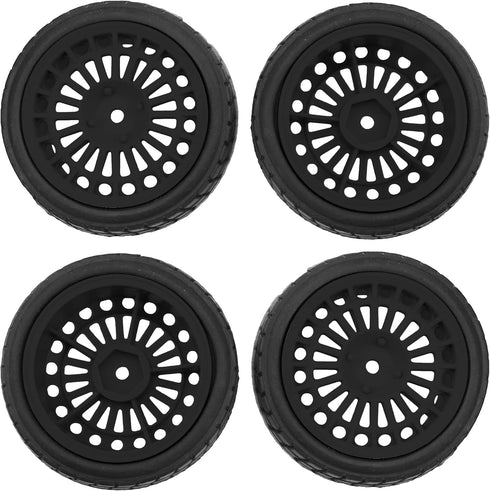 OD2.75'' Nylon 12mm Hex Hub Wheel Rims & Rubber Tires for HSP Tamiya HPI Traxxas 1/10 1/12 On-Road Car (Black)