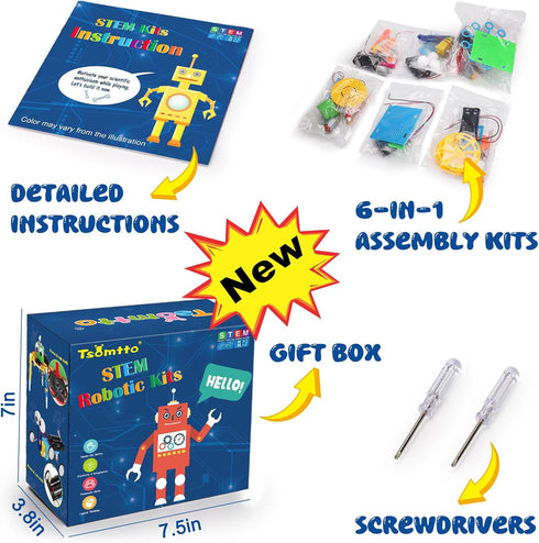6 Set 4-8 8-12 5 6 7 8 9 10 12 STEM Robotics Kit Science Experiments Project Activities Toys for Kids Engineering