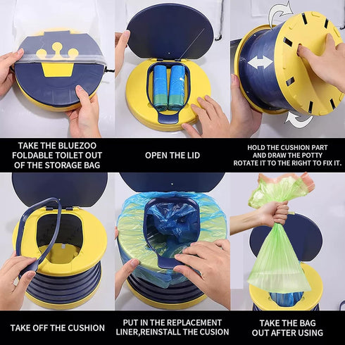 Travel Potty for Toddler, Portable and Foldable Toilet, Apply to Seat Emergency Toilet for Car, Camping, Outdoor