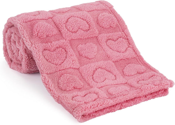 Plush Soft Heart Checkered Baby Blanket, Fleece Infant Toddler Blankets for Girls Boys, Lightweight Breathable 32"×37"