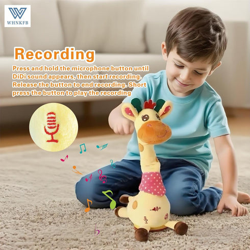 WHNKFB 6-12 1-3 Dancing Giraffe Plush Baby Toy Months - Talking Giraffe Stuffed Animal Singing Songs & Repeat What You