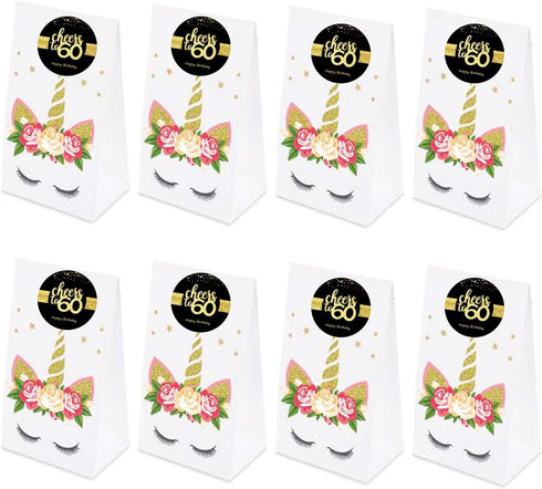 Sumerk 48 PCS Cheers to 60 Large Bottle Stickers, 60th Birthday Card Seals, 2 INCHES Round Happy Birthday Party Favors