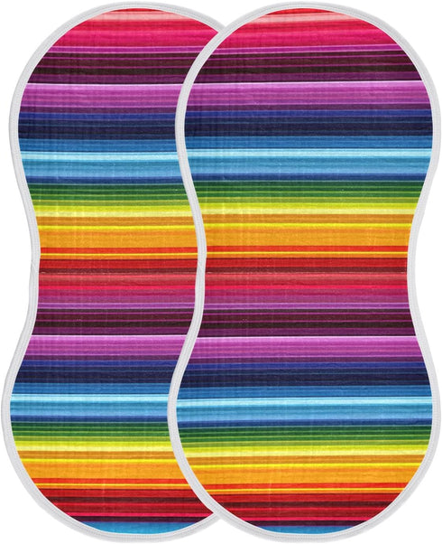 Kigai Mexican Serape Stripes Colorful Muslin Baby Burp Cloths, Large Absorbent Cotton