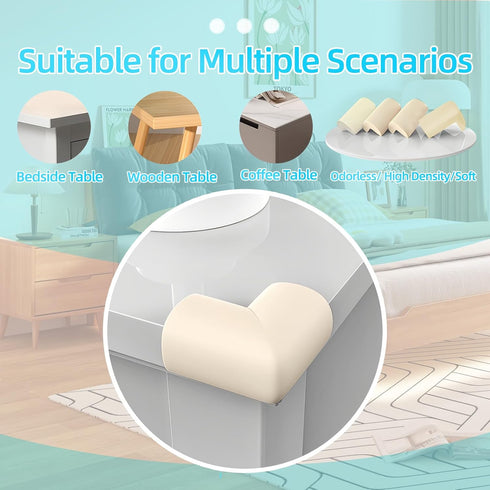 10 ZOMPAGO Baby Proofing Edge & Corner Guards, PCS Soft NBR Foam Safety Bumpers for Furniture, Strong Adhesive,No