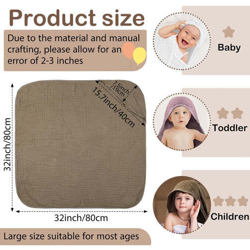 4 32 32 Inch Peryiter Pcs Muslin Hooded Baby Towels x Cotton Newborn Bath Essentials Muslin Infant Blankets Absorbent