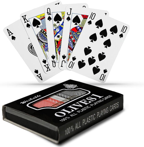Olives 1 Playing Cards - 2 Pack of Waterproof Standard Poker Cards, Large Premium Joker Cards