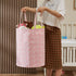 TECHMILLY Large Storage Basket for Girls and Boys, Collapsible Laundry Hamper with Long Handles, Toy Bins