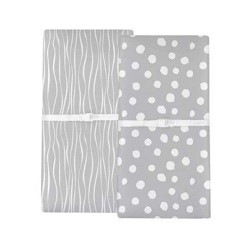 Set Changing Pad Cover and Crib Sheet Bundle (Grey Abstract Stripes and Dots Print)