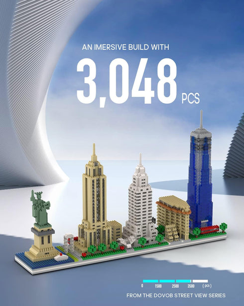 Set, 3048 Bricks,3D dOvOb Architecture New York Skyline Micro Mini Blocks Building Pieces Puzzle Collection Model Kit