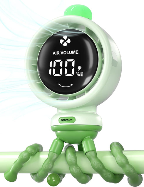 Generic Portable Stroller Fan with 135 Auto Oscillation, 3-Color LED Night Light, Rechargeable