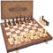 AMEROUS Wooden Chess & Checkers Set - 15 Inches (2 in 1) with Upgraded Weighted Chess Pieces, Gift Package