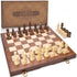 AMEROUS Wooden Chess & Checkers Set - 15 Inches (2 in 1) with Upgraded Weighted Chess Pieces, Gift Package