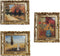 3Pcs 1:12 Mini Miniature Gold Frame Art Wall Picture, Oil Painting Home Decor
