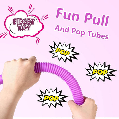 Vanblue Large 8 Pcs Pop Tubes, Sensory Fidget Tubes, Toddler Toys Party Favors, Anxiety Stress Relief for Kids, Adults