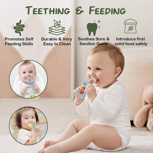 (6 Pack), Baby Breastmilk Popsicle Molds & Baby Fruit Feeder WAJIAYON Infant Food Freezer Tray Storage Containers