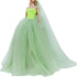 BJDBUS for 11.5 Inch Girl Doll Clothes, Green Trailing Wedding Dress with Veil Dinner Party Gown