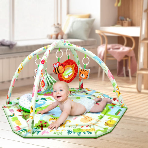 Mat,Tummy 6 0-12 lulunemo Baby Play Time Mat with Detachable Toys-Activity Gym for Visual, Auditory & Motor