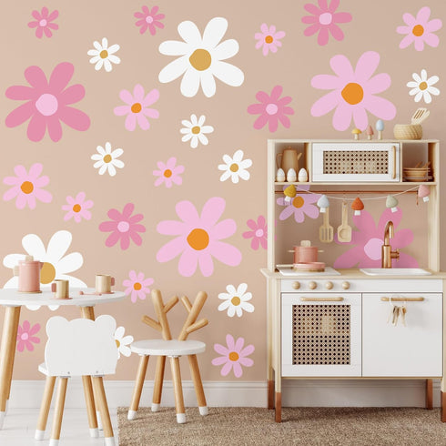 TaoBary 12 Sheet Daisy Wall Sticker Decal Removable Cute Daisy Bedroom Room